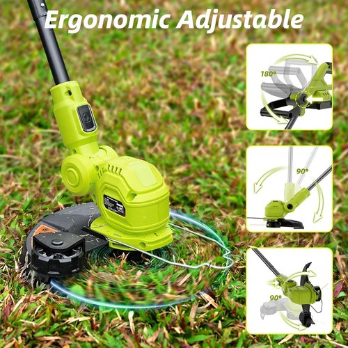 JAGROM 12-Inch 20V Cordless String Trimmer - Auto Line Feed, 2 Batteries & Charger Included