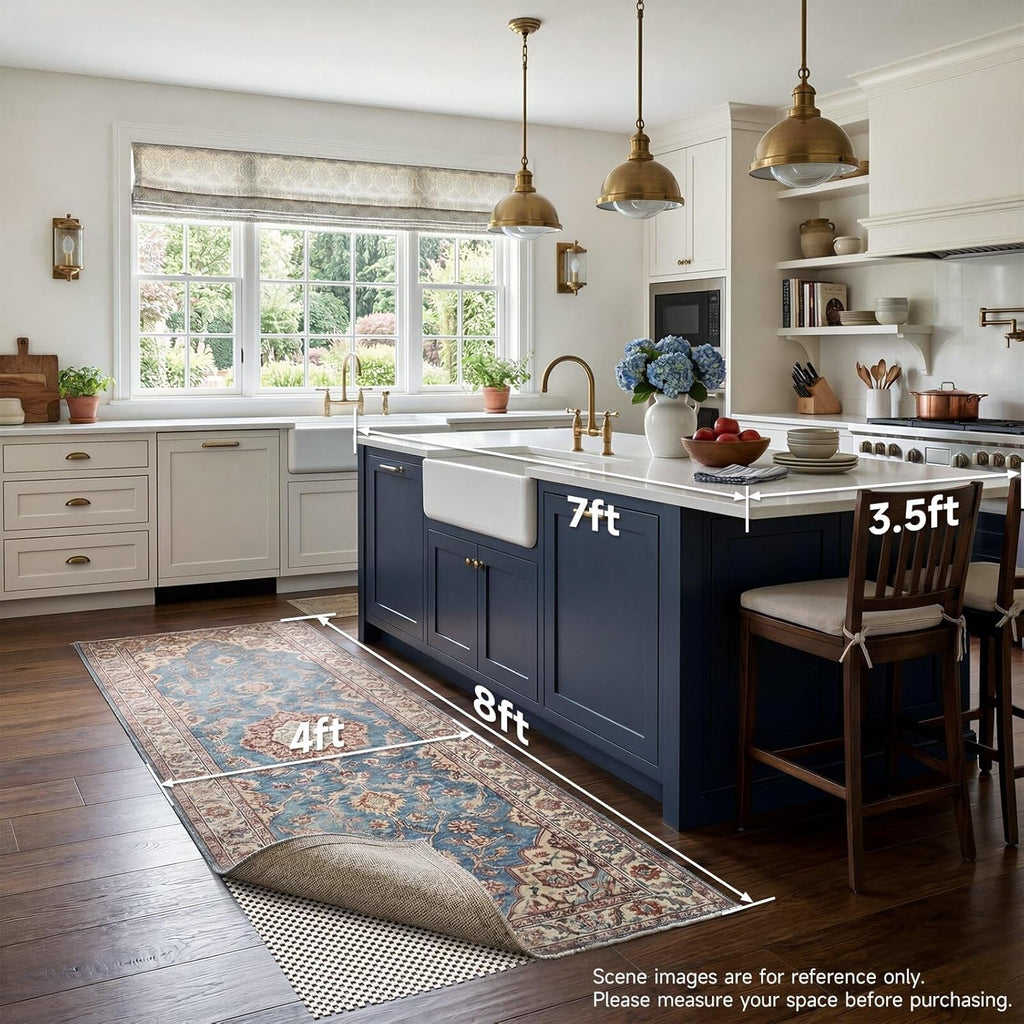 Veken Rug Pad Gripper - Non-Slip Thick Mat for Hardwood & Tile Floors | 4x8 Ft Area Rug Safety