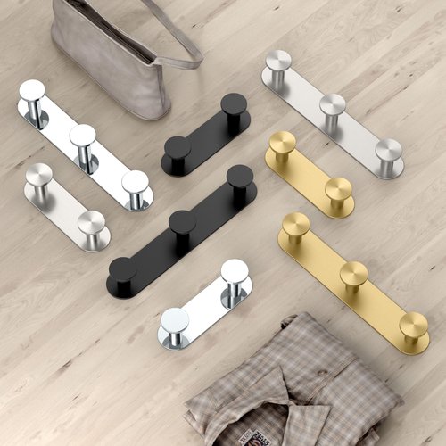 Gatco 1282 Glamour 3 Hook Triple Robe Hook, Wall Mounted Hook for Bathroom Towels, Robes & Coats, 11 Inch W, Chrome, Premium Brass