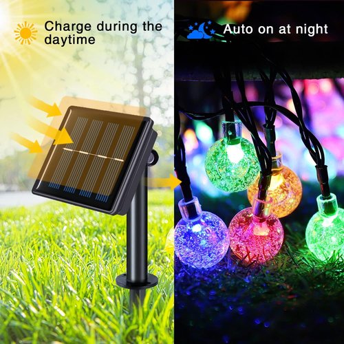 JMEXSUSS Solar String Lights - 2 Pack Crystal Globe Design | 41.6FT, 60 LED, Waterproof, 8 Modes for Outdoor Decor