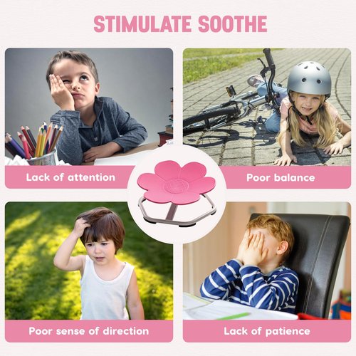 ROBOTIME Kids Sensory Swivel Chair, Autism Spinning Chair for Kids Sensory with Non-Slip Design, Training Body Coordination, No Assembly (Pink)