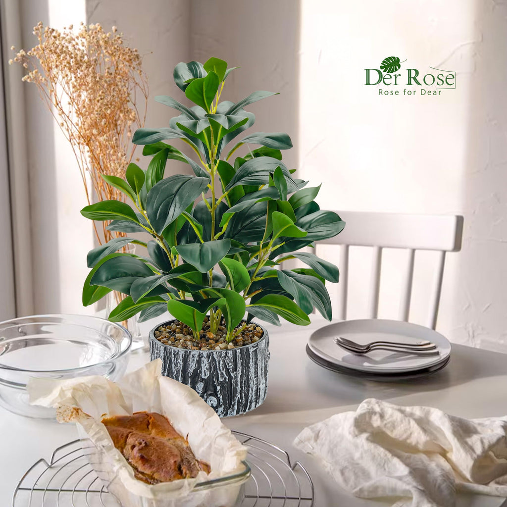 Der Rose Fake Plants Artificial Plants Indoor with Black and White Striped Pots for Room Home Bathroom Bedroom Kitchen Decor