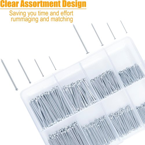 KURUI 700PC Nail Assortment Kit - 8oz Hammer for Wall Art & Picture Frame | 350 Roofing & Finishing Nails