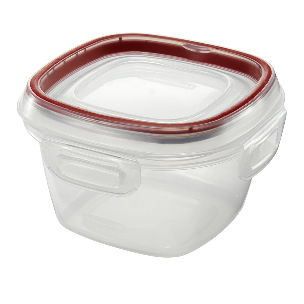 Rubbermaid Lock-Its Square Food Storage Container with Easy Find Lid, 2 Cup, Racer Red