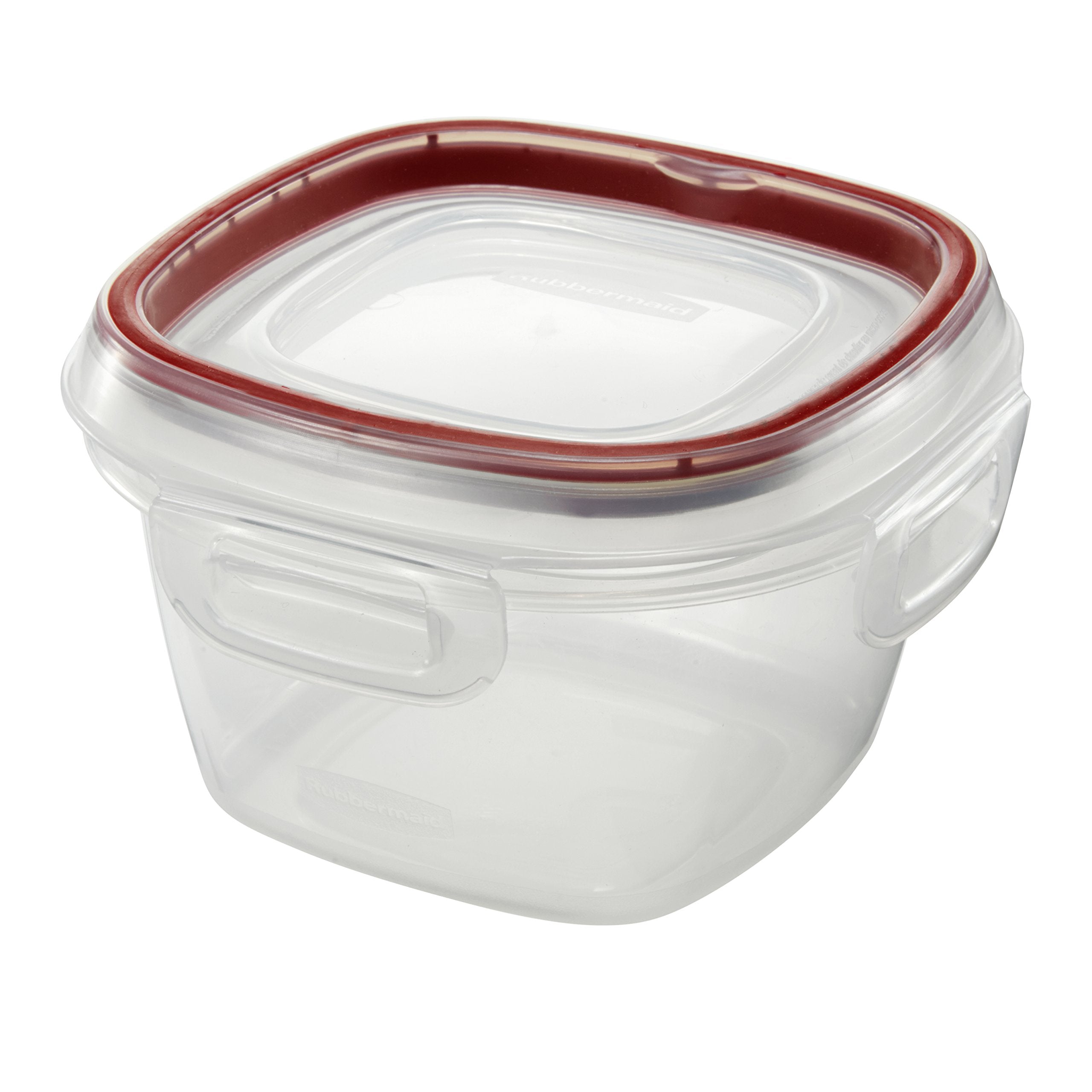 Rubbermaid Lock-Its Square Food Storage Container with Easy Find Lid, 2 Cup, Racer Red