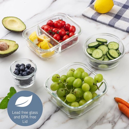 COOK WITH COLOR 32-Pc. Borosilicate Glass Food Container Set - Leakproof Lids, Meal Prep, Ombre Blue