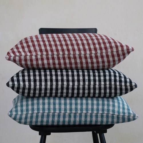 Creative Co-Op Woven Recycled Cotton Blend Lumbar Pillow Cover, Teal and White