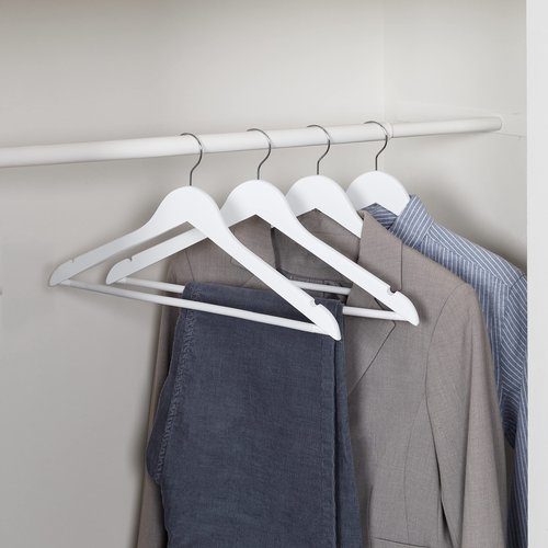 Honey-Can-Do 24-Pack Non-Slip Swivel Hook Wood Hangers, White HNG-09407 White