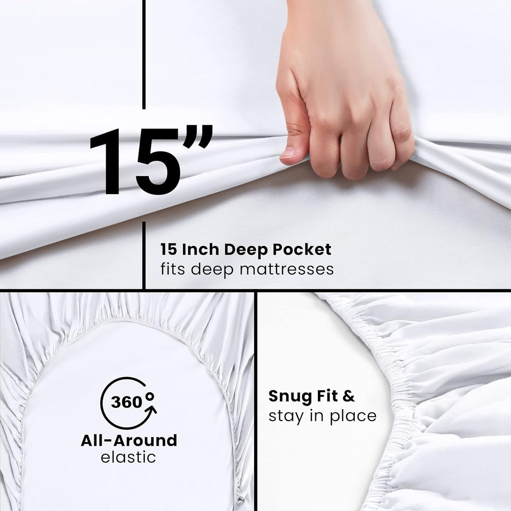Utopia Bedding Fitted Sheet Set - Soft Brushed Microfiber with Deep Pockets | 2-Pack, Full Size, White