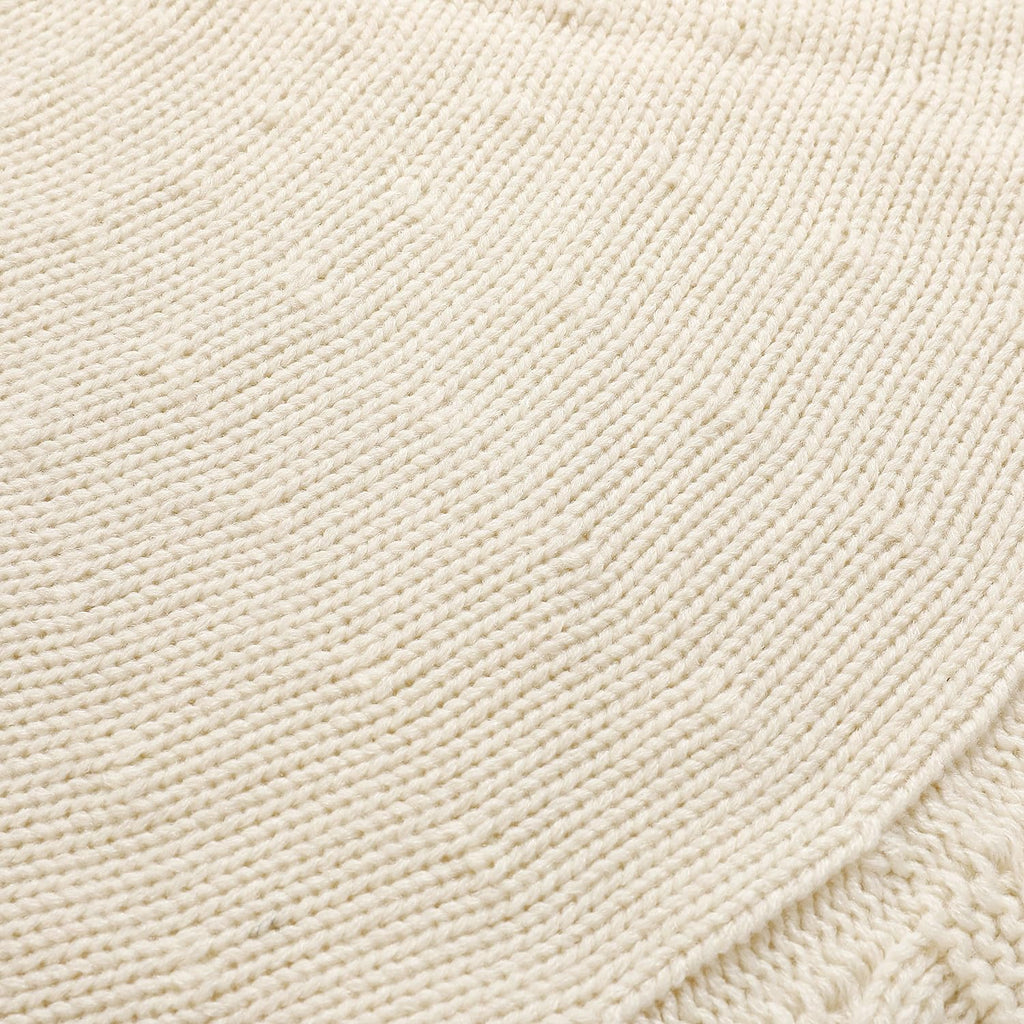 Aeranto Ivory Knitted Christmas Tree Skirt, Cozy Cable Knit Design with Scalloped Edge and Ties, Rustic Farmhouse Holiday Décor for Christmas Tree Base(Ivory, 36")