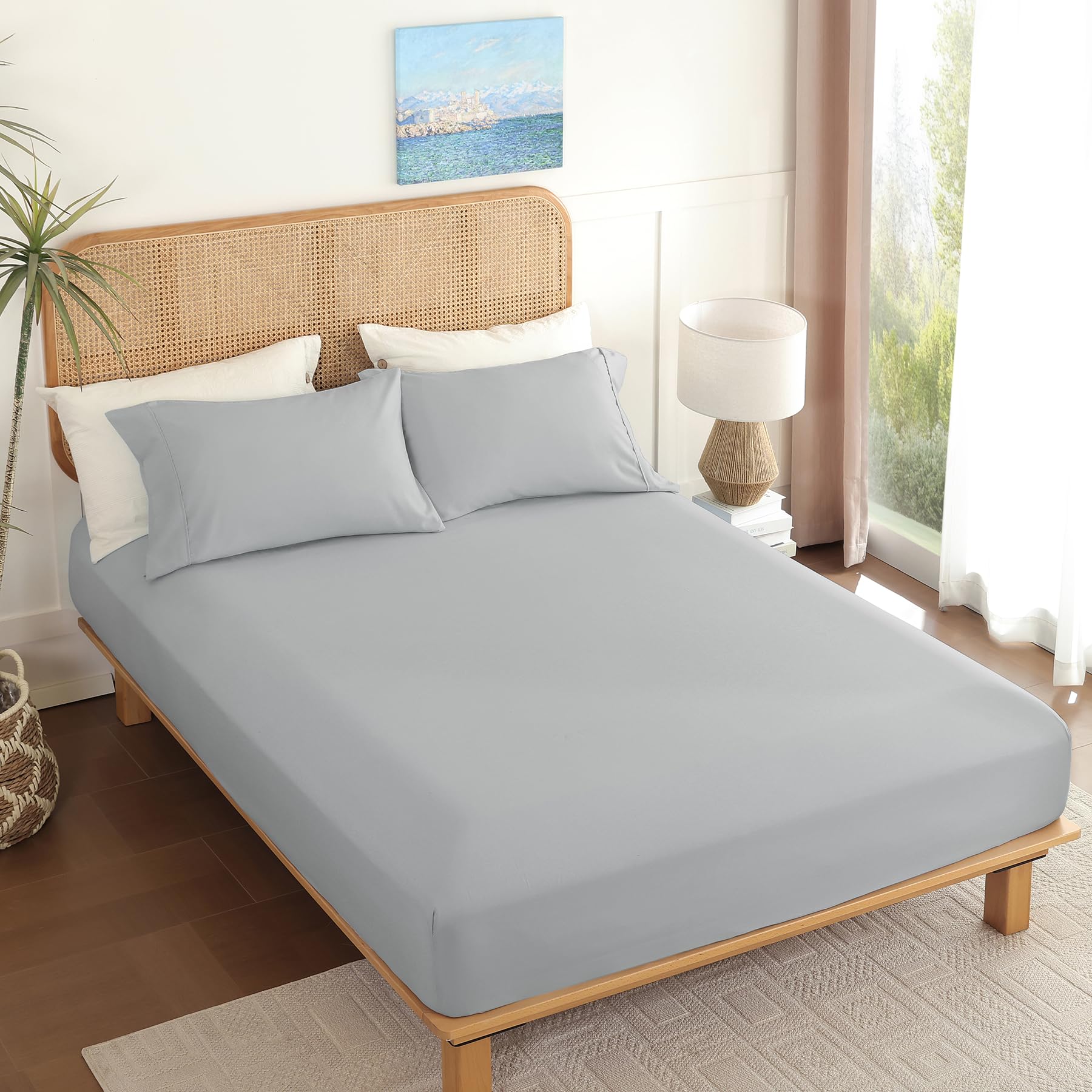 Dreava Grey Twin Sheet Set - Soft Breathable Microfiber Bed Sheets with Extra Deep Pocket, Luxury Hotel Cooling Bedding, Oeko-Tex Certified Wrinkle Free 3 Piece