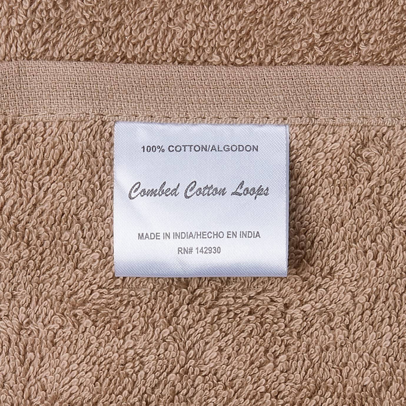 Lavish Home 8 Piece 100% Cotton Plush Bath Towel Set - Taupe 27.5"x57.25"x0.25"