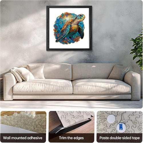 Coral Sea Turtle Jigsaw Puzzle by Wooden Puzzle - 200 Pieces | Fun Family Game Gift, Unique Shape, 11 x 11 Inch