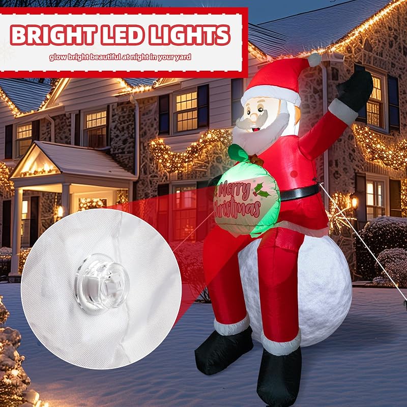 5.6 ft Christmas Inflatable Santa Claus with LED Lights – Weatherproof Yard Decor