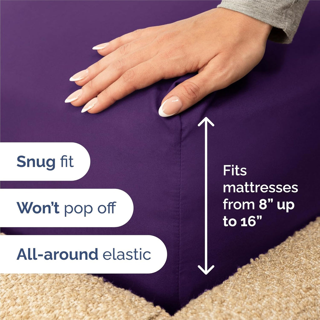 Split King Size 5-Piece Sheet Set - Comfy, Breathable & Cooling Hotel Luxury Bedding - Deep Pockets, Soft, Wrinkle-Free - Oeko-Tex Certified - Purple