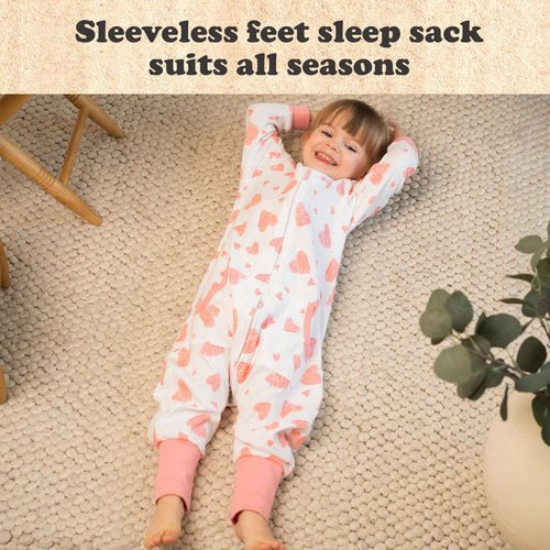 Toddler Sleep Sacks for 2t-3t, 1 Pack Baby Wearable Blanket with Feet, Long Sleeves Breathable Sleep Sacks for Baby Boys and Girls
