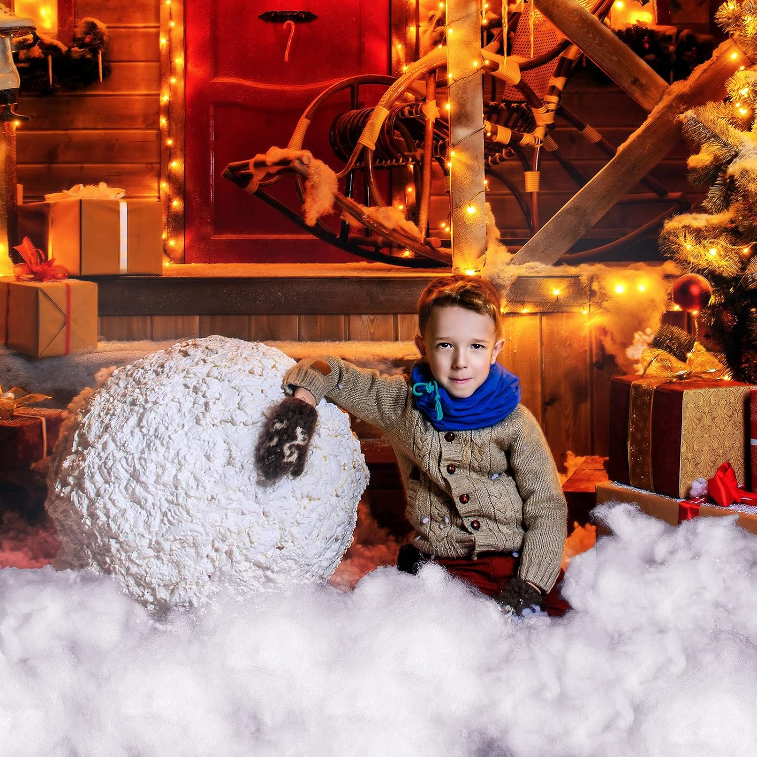 Riakrum Fake Snow Decor - Artificial Fluffy Fiber Stuffing for Tree Covering | 480g White Snow