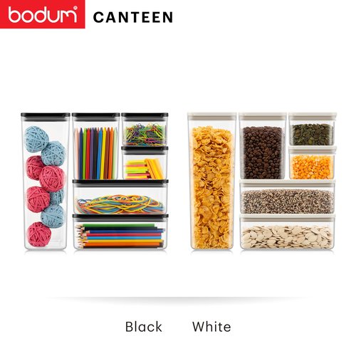 Bodum Canteen Storage Jar Set, BPA-Free Plastic, Airtight Silicone Seal, 17oz (2pc), 34oz (2pc), 40oz, 88oz, Black, 6 piece set