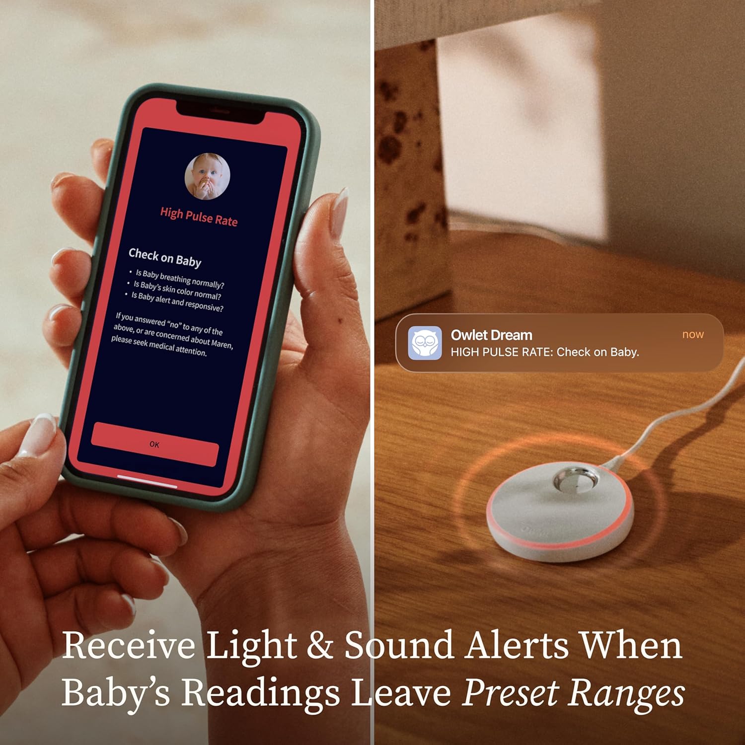 Owlet Dream Duo (Gen 3) Smart Baby Monitor Bundle - 2K HD Video & Dream Sock for Oxygen, Heart Rate & Sleep Tracking | App Health Insights