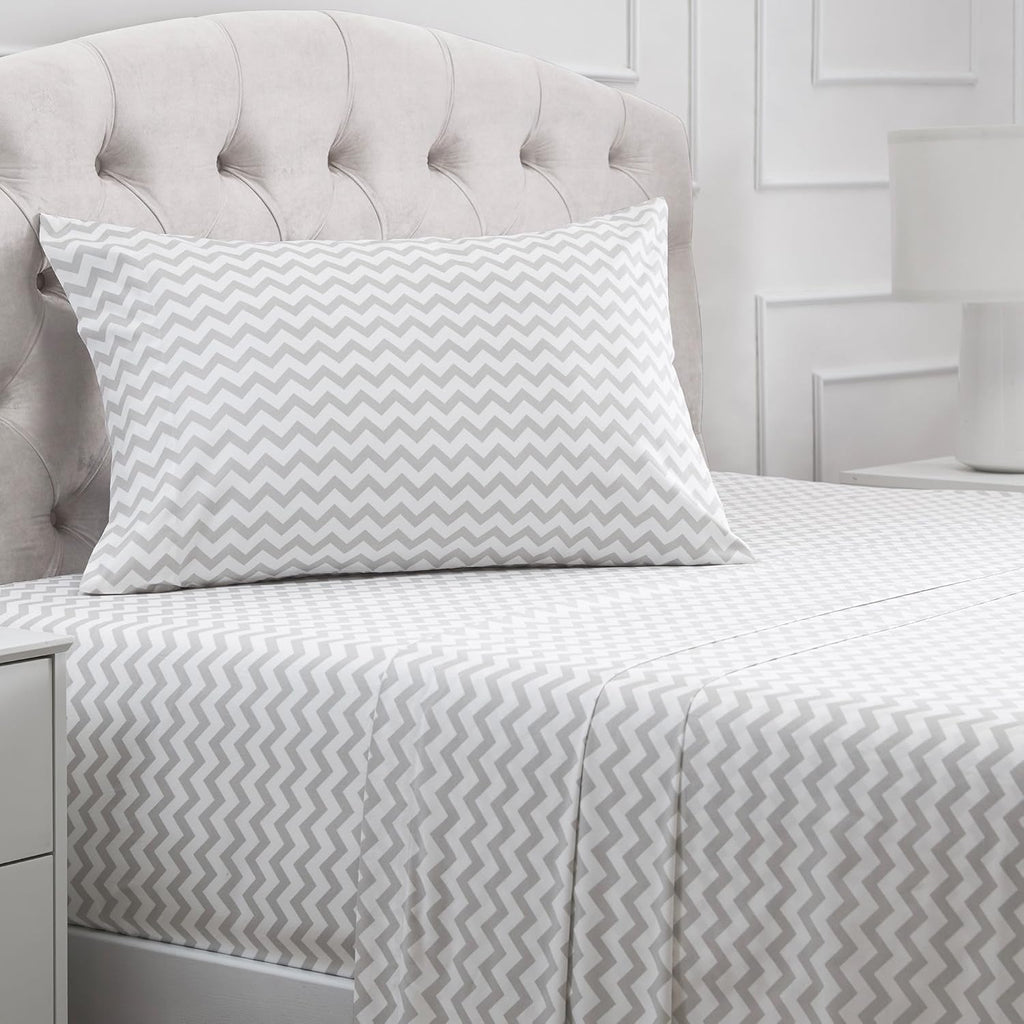 Mellanni Twin XL Sheets Set - 3 PC Hotel Luxury Bedding | Extra Soft, Cooling, Wrinkle-Resistant (Chevron Gray)