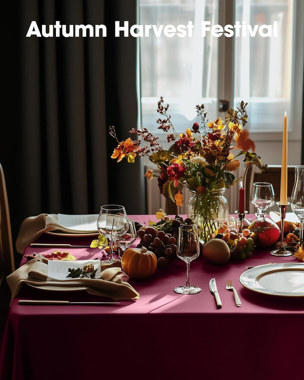 Pureegg Disposable Plastic Table Cloths - 10 Pack, 54 x 108 Inch, Leakproof Burgundy for Parties & Thanksgiving