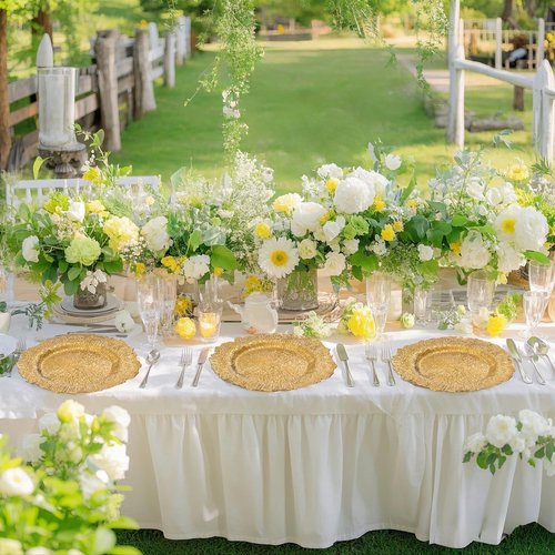 ejonirinjonir 20pcs Gold Charger Plates,13 Inch Charger Plates Bulk,Round Ruffled Rim Chargers for Dinner Plate,Disposable Chargers Plate for Wedding,Party