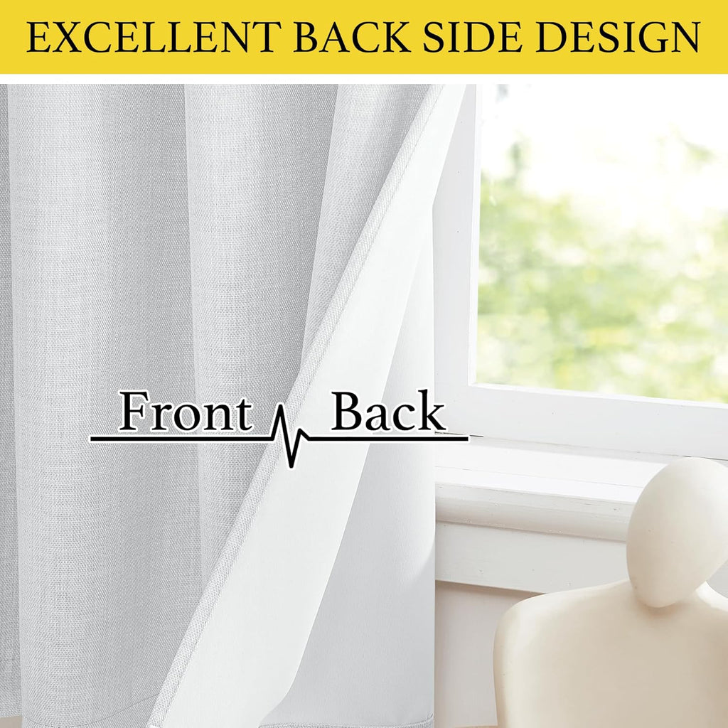 NICETOWN Blackout Curtains - Thermal Insulated Grommet Valances for Kitchen | 34" Wide x 30" Long, Greyish White