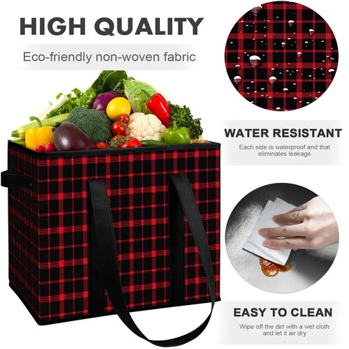 WISELIFE Reusable Grocery Bags 8 Pack,Large Grocery Tote Bag Water Resistant Shopping Bags Foldable Grocery Bag for Clothes,Shoes and Picnic,Red