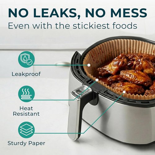 Cathy Yoder Round Air Fryer Liners - 125 PCS Disposable 6.3 Inch Parchment Sheets for Easy Cleanup