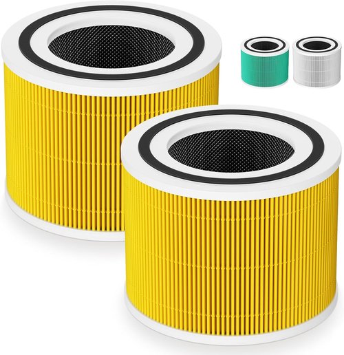 LEVOIT Core 300 Replacement Filter - 3-in-1 HEPA Air Purifier Filter - Yellow (2 Pack)