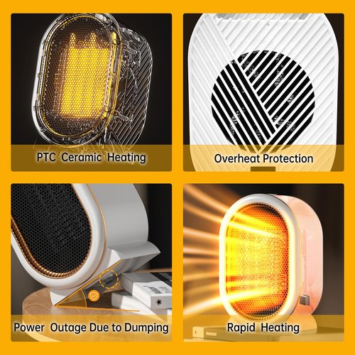 Space Heaters for Indoor Use,1200W 2Speed Portable Heater Fast Quiet Electric Small Space Heater for bedroom,Ceramic Heates Personal Heaters Mini Space Heater Overheating Protection,Dumping Shutdown