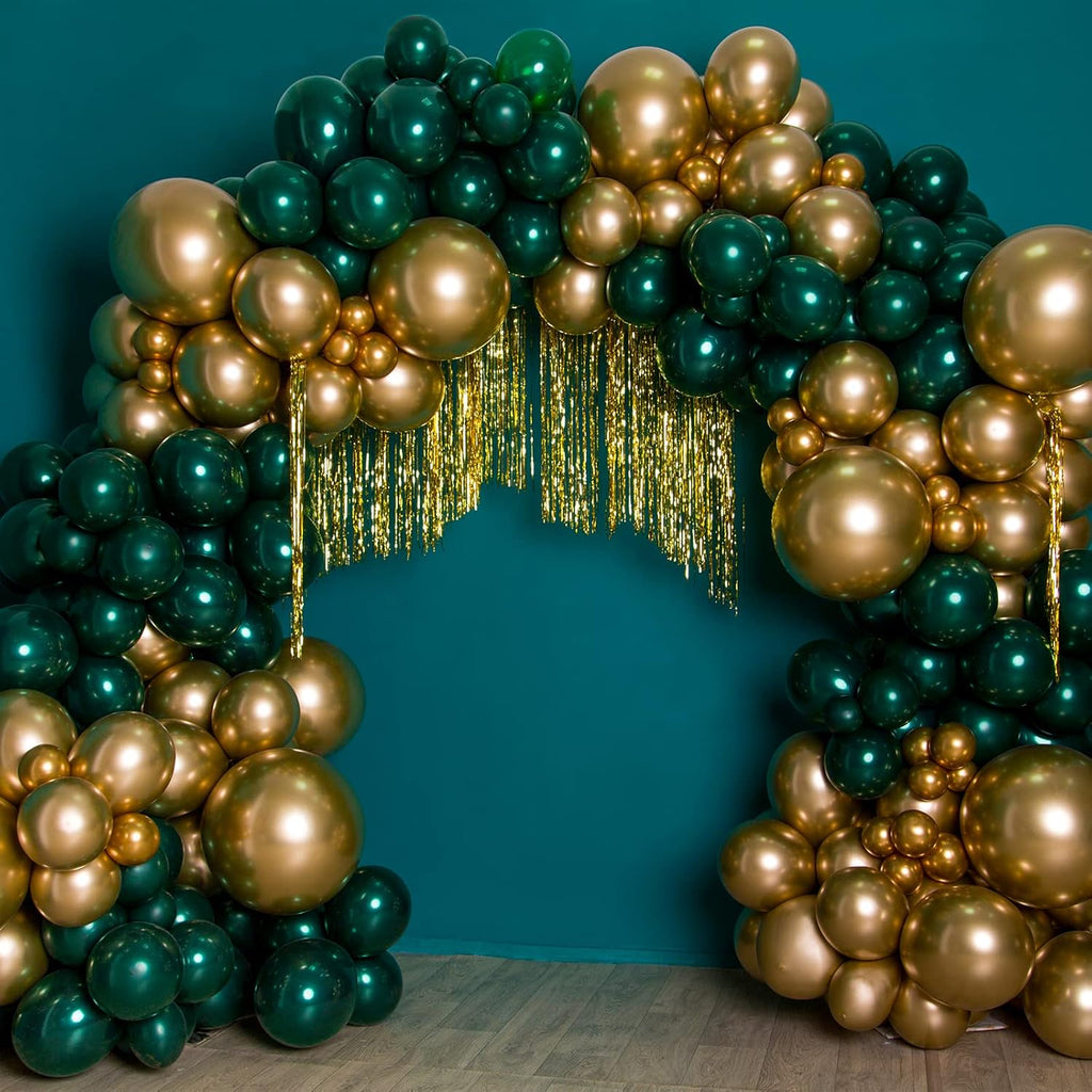 RUBFAC Gold Balloons - 129-Piece Metallic Balloon Garland Kit for Graduation, Wedding, & Birthday Decor