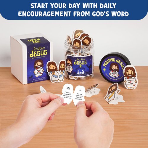 PANDOZONE Emotional Support Jesus Jar with 60 Double-Sided Cards, Bible Verse Jar for Kids, Inspirational & Reflection, Jesus Gifts for Women, Christian Gifts, Communion Gift For Teen Girls, Boys