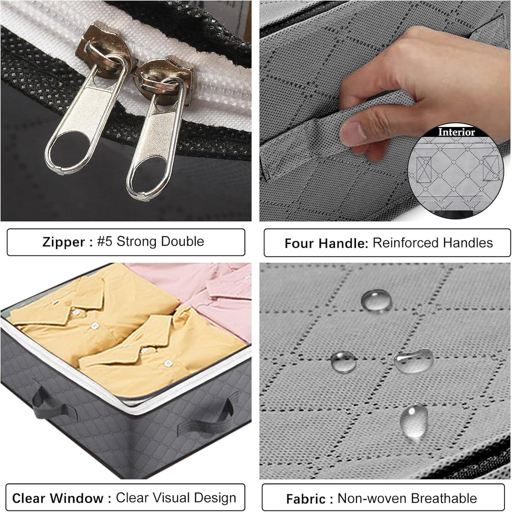 Under Bed Storage Bins by [Brand Name] - 90L Collapsible Organizers for Blankets, Clothes & More