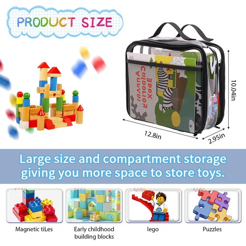 Large Kids Toy Storage Bag - Durable Waterproof Foldable Organizer, Portable Playroom Cleanup Solution for Toys, Books, Art Supplies (Eco-Friendly Material, Black