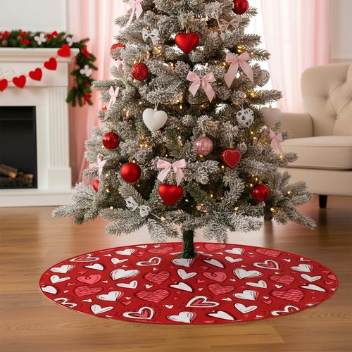 Avxdbr St Patricks Day Reversible Tree Skirt 35 Inch Valentine Tree Skirts Double Sided Plush Christmas Tree Skirt Heart Shamrock Holiday Party Decorations