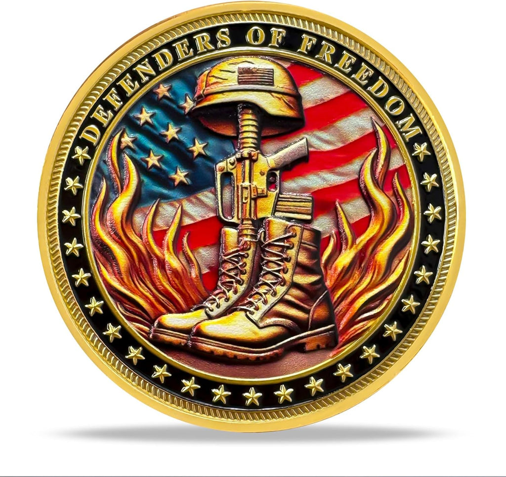 1Pcs Flame Boots Military Challenge Coin - Honoring US Army Veterans | Patriotic Eagle Flag Token