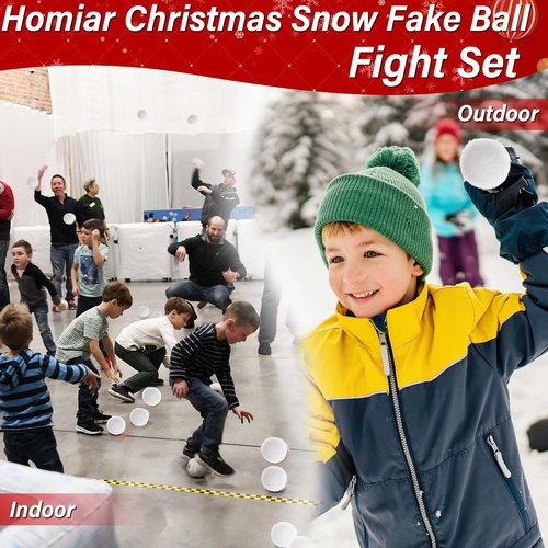 Homiar Snow Toy Balls - 150 Pack Indoor & Outdoor Soft Fake Snowballs for Kids' Fun & Christmas Games