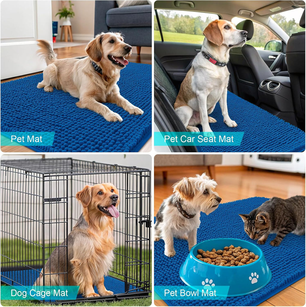 OLANLY Dog Door Mat - Absorbent Non-Slip Washable Doormat for Muddy Paws | 40x24 Deep Navy Blue