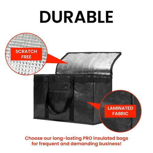 NZ home Insulated Bags for Food Delivery (2XL PRO) Grocery Shopping Cooler Bag, Pizza Delivery, Hot & Cold Catering Tote, Reusable, Foldable & Heavy Duty (2 Pack, Black)