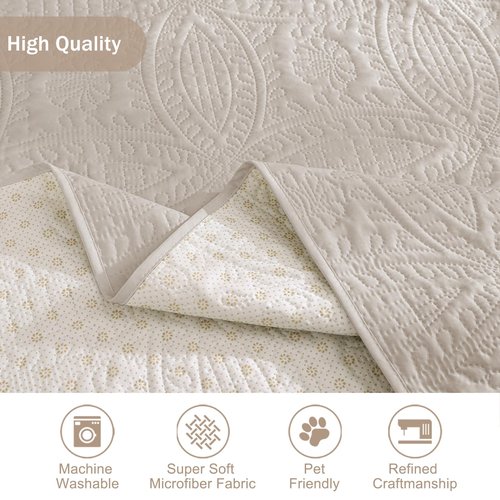 Pamhaven Beige Quilted Recliner Chair Covers, Water-Repellent Recliner Slipcovers, Lazy Boy Chair Covers, Pet Friendly Recliner Covers for Dog, Washable Armchair Protector (Recliner 22", Beige Cream)