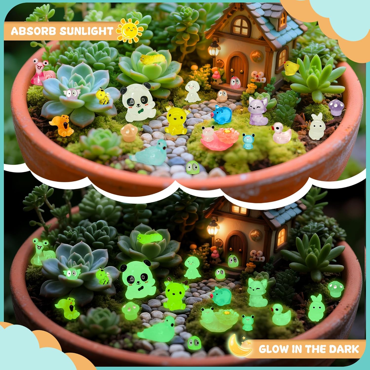 Tardigrade Mini Resin Animals - 150 Pcs Luminous Tiny Figures | 48 Types for Garden Decor
