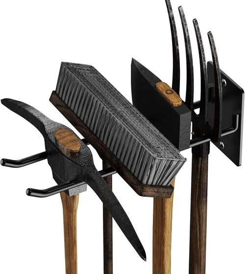 Heavy-Duty Steel Wall Hanger | 4 Pack Garage Storage Organizer for Garden Tools - Shovel, Rake, Broom Hooks