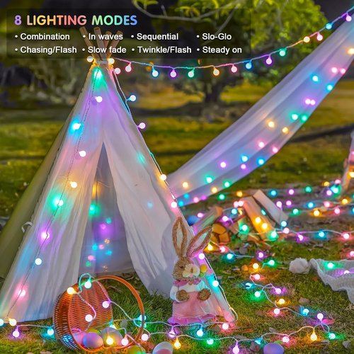 JMEXSUSS 100 LED Connectable Easter Lights - 33 ft Globe String Lights with Remote & 8 Modes | Indoor/Outdoor Decor