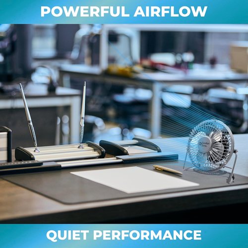 Comfort Zone Mini Desk Fan - High Velocity 4-Inch All-Metal USB Fan with Adjustable Tilt & Quiet Operation | Perfect for Home, Office & Travel