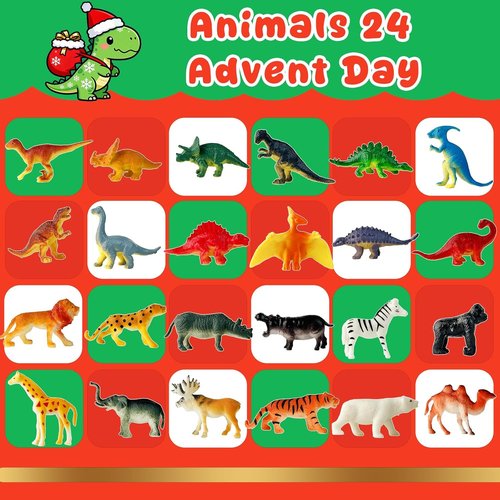 Dinosaur Advent Calendar 2025 - 24-Day Christmas Countdown with Realistic Figurines | Perfect Gift for Kids