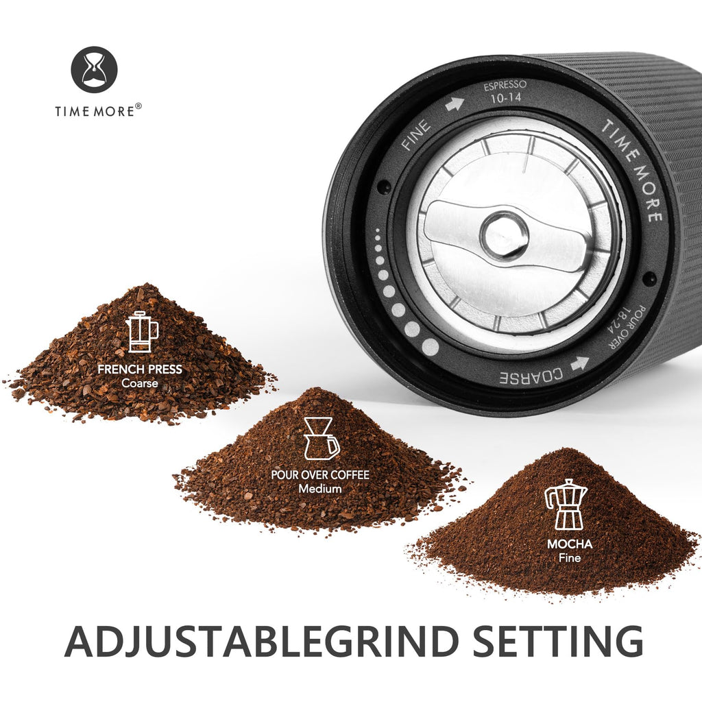 TIMEMORE Chestnut C2S Manual Coffee Grinder - Full Metal Body, 25g Capacity, CNC Stainless Steel Conical Burr, Adjustable Grind Setting, Double Bearing, Portable Hand Grinder, Black