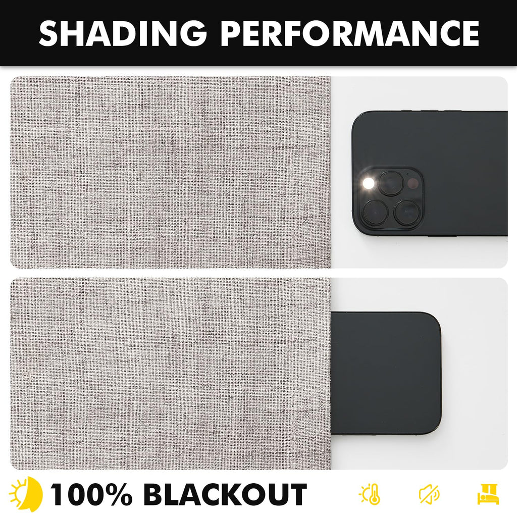 MIULEE 100% Blackout Linen Curtains for Bedroom, Ivory Solid Luxury Decor Thermal Insulation Room Darkening Drapes for Living Room Back Tab Rod Pocket 42 x 84 Inches, 2 Panels