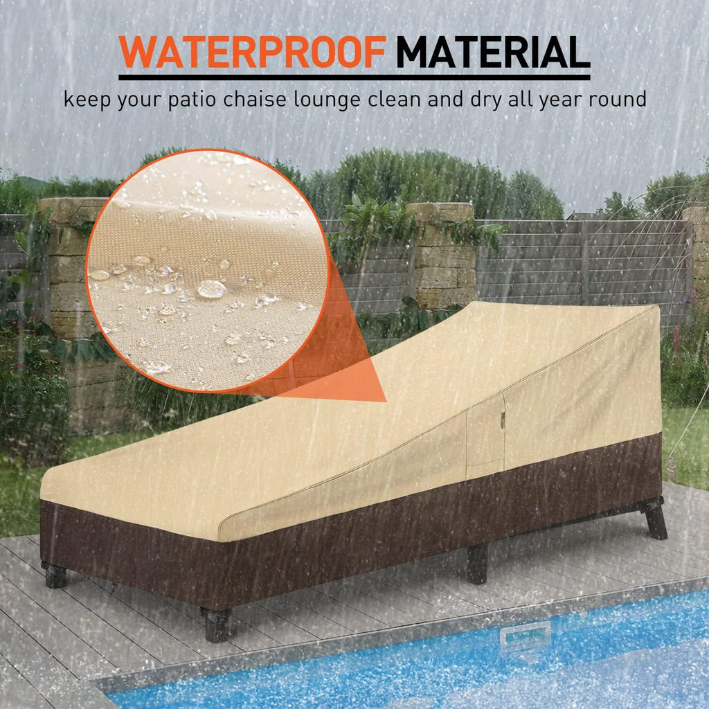 Arcedo Waterproof Patio Lounge Chair Covers - Heavy Duty Protection for Outdoor Furniture | 80" L x 32" W x 25" H, Beige & Brown - 2 Pack