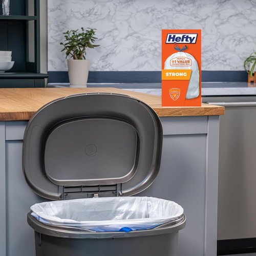 Hefty Strong 13 Gallon Trash Bags - Durable, Unscented Kitchen Bags with Drawstrings | 90 Count